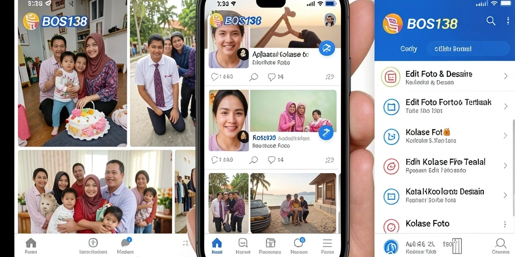 Tampilan antarmuka aplikasi BOS138 untuk Kolase Foto yang menarik.