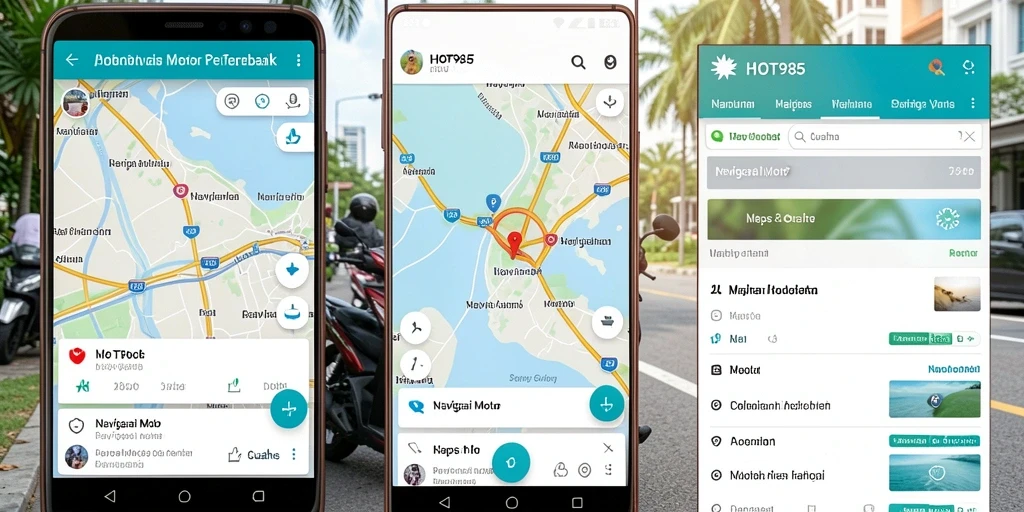Tampilan antarmuka aplikasi HOT985 dengan fungsi navigasi motor yang intuitif.