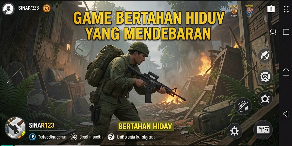 Antarmuka pengguna SINAR123 yang menampilkan lingkungan Bertahan Hidup yang menantang.