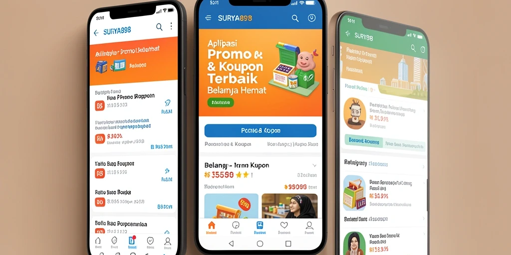Antarmuka pengguna SURYA898 yang memudahkan pencarian promo dan kupon.