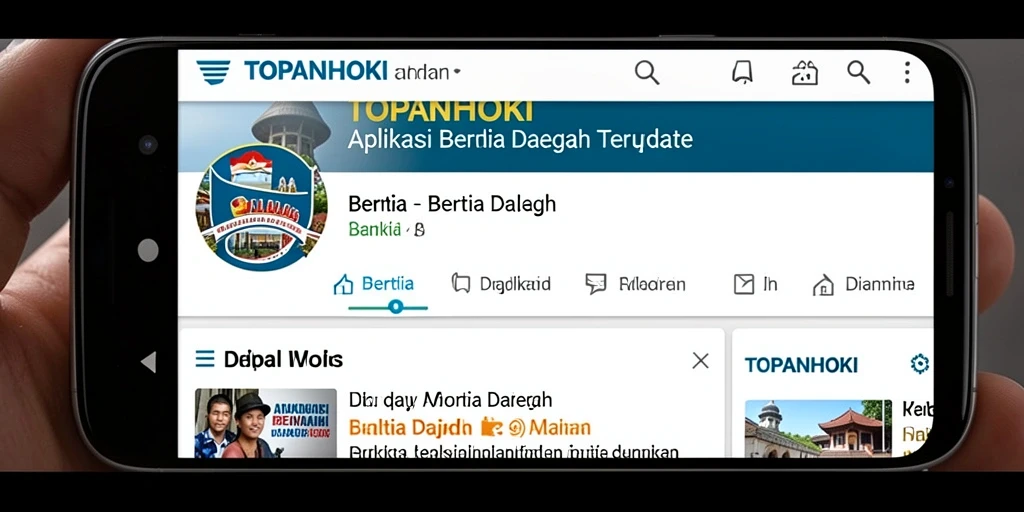 Antarmuka aplikasi TOPANHOKI menampilkan berita daerah terbaru.