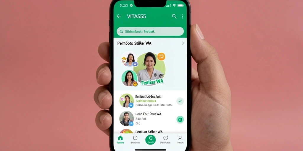 Tampilan antarmuka VITA555 yang ramah pengguna untuk membuat stiker WA.